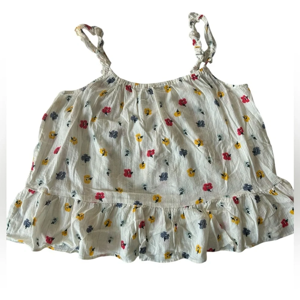 Madewell Ruffle-Strap Cami Top in Metallic-Striped Confetti Floral size 10 - Picture 6 of 13